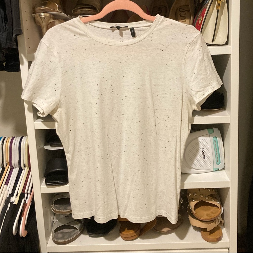 Theory White Speckled Short Sleeve Tee